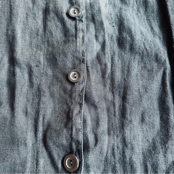 Match Point USA 100% 5.5oz Linen Mandarin Collar Long Sleeve Button Up Jacket, L - Picture 6 of 7